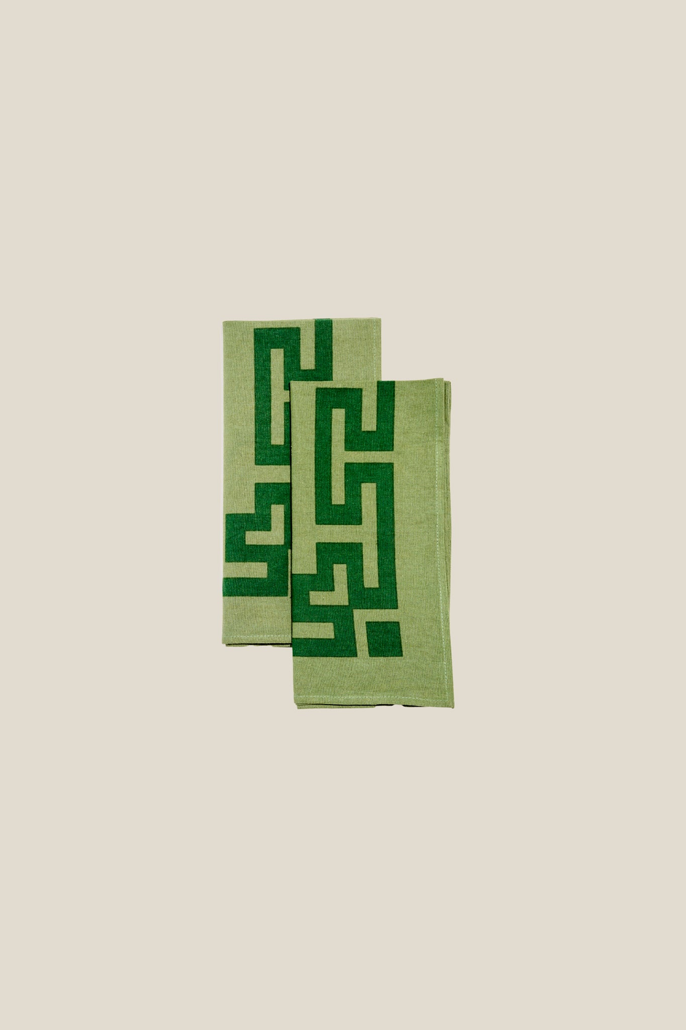 TOVAGLIOLI "LABIRINTO" - VERDE - SET DA DUE